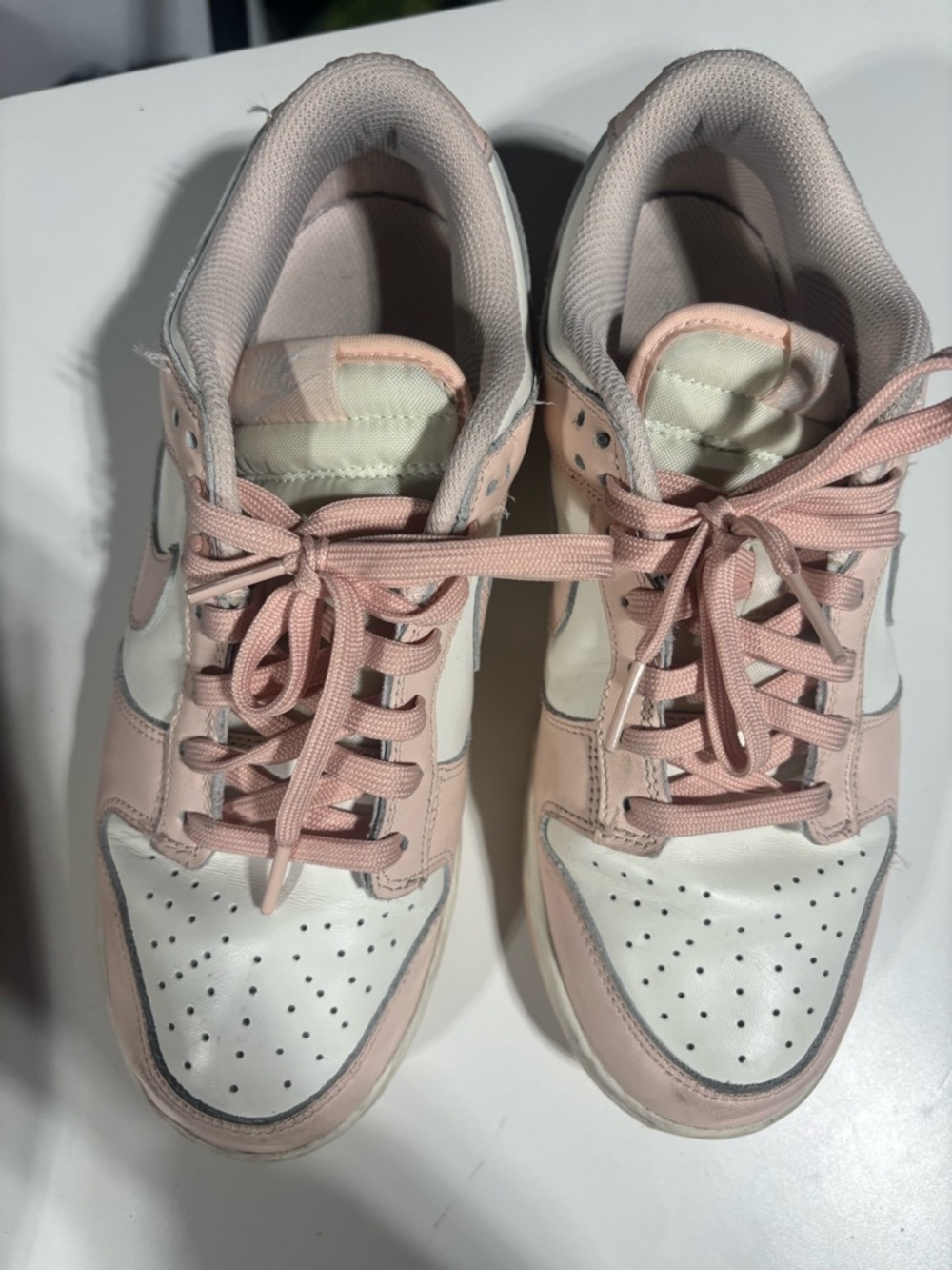 Nike Women's Low-Top Sneakers in Light Pink and White DUNKS
